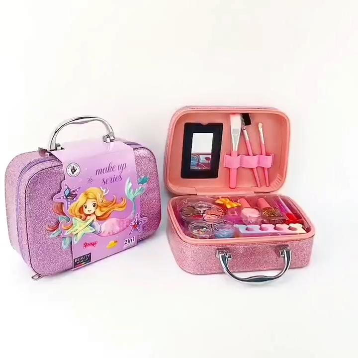 Girls Real Makeup Kit β Zipper Box Cosmetic Toy Set for Kids